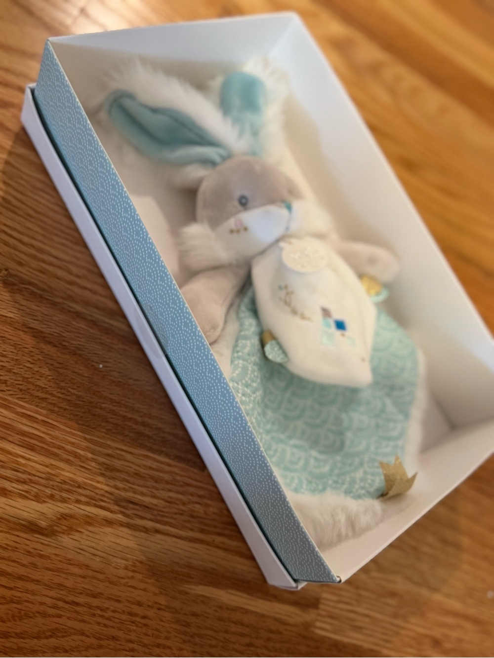 Plush Bunny Lovey - Mint Comfort Blanket doudou et compagnie bunny blue NEW baby
